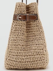 Mango Brown Straw Shoulder Bag - Image 4 of 4