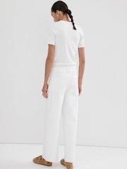 Mango White Low Waisted Wide Leg Raw Hem Jeans - Image 2 of 6