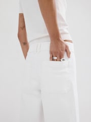 Mango White Low Waisted Wide Leg Raw Hem Jeans - Image 5 of 6