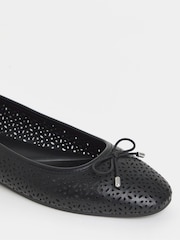JD Williams Black Laser Cut Detail Ballerinas - Image 3 of 3