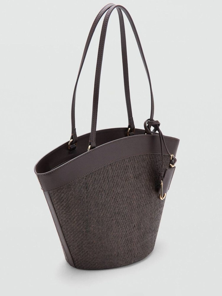 Mango Brown Textured Tote Bag - Image 2 of 4