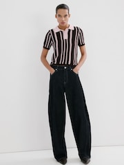 Mango Brown Stitch Detail Polo Shirt - Image 2 of 5