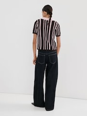 Mango Brown Stitch Detail Polo Shirt - Image 3 of 5