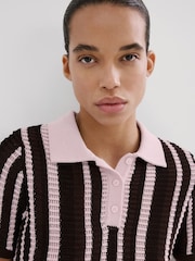 Mango Brown Stitch Detail Polo Shirt - Image 4 of 5