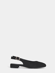 JD Williams Black Flat Peep Toe Slingback Sandals - Image 2 of 4