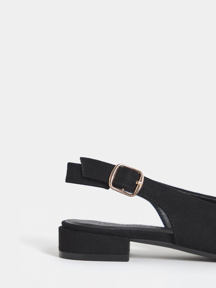 JD Williams Black Flat Peep Toe Slingback Sandals - Image 4 of 4