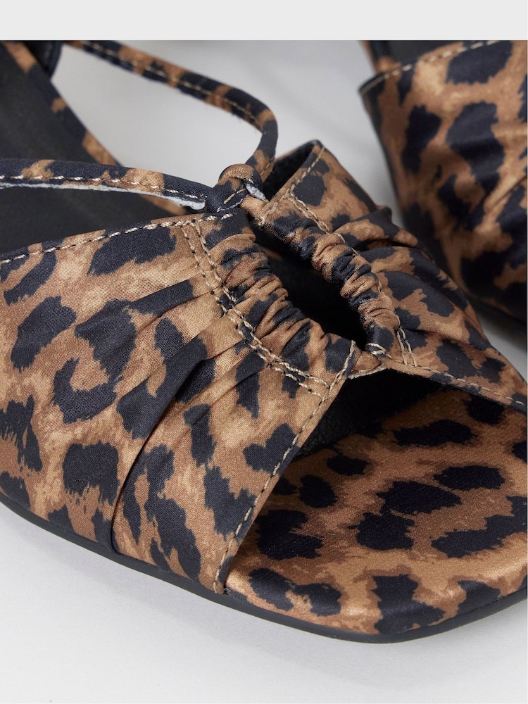 JD Williams Brown Soft Ruched Low Block Heels Sandals - Image 4 of 4