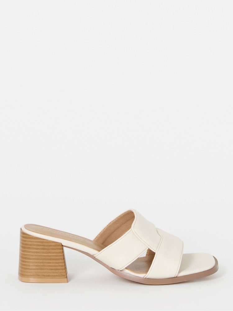 JD Williams Beige Woven Mule Block Heel Sandals - Image 2 of 4