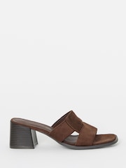 JD Williams Brown Woven Mule Block Heel Sandals - Image 2 of 4