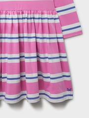Crew Clothing Pink Classic Long Sleeve Striped Jersey Dress - Image 3 of 3