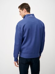 Crew Clothing Blue Pique Half Zip Sweatshirt - Image 2 of 6