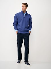 Crew Clothing Blue Pique Half Zip Sweatshirt - Image 3 of 6