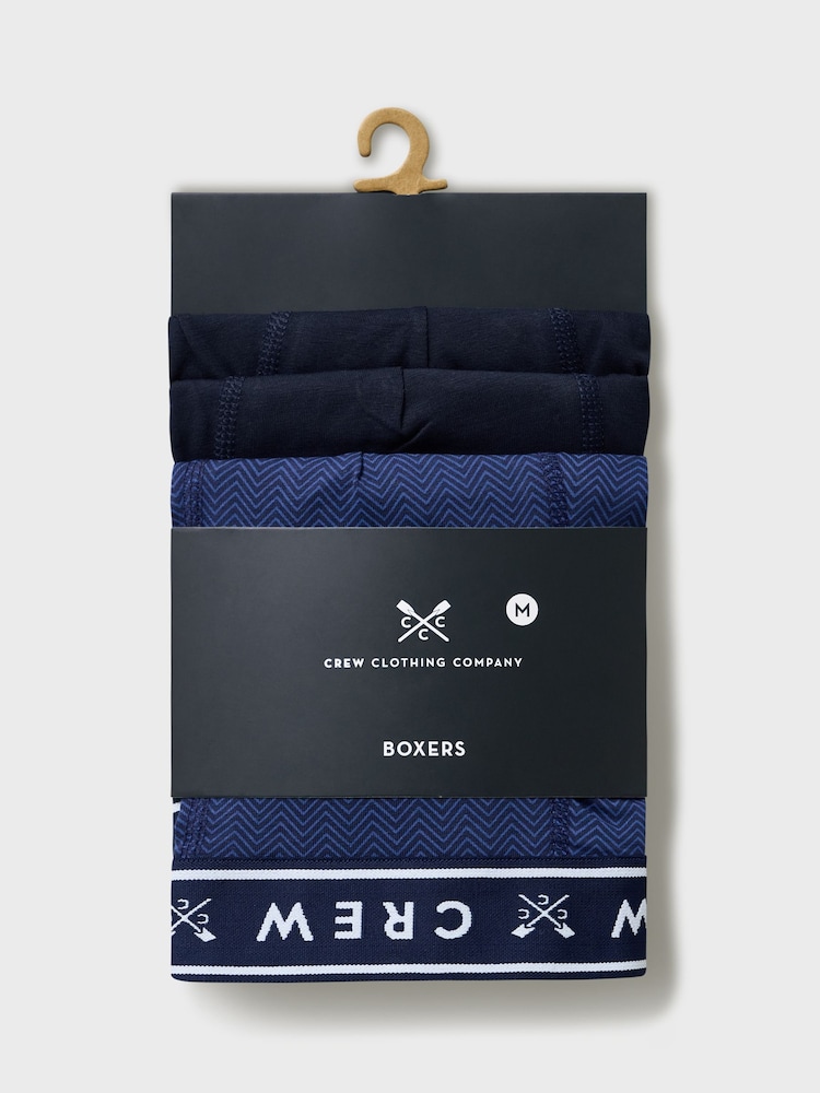 Crew Clothing Blue Jersey Boxers 3 Pack - Image 2 of 2 Crew Clothing Blue Jersey Boxers 3 Pack - Image 2 of 2