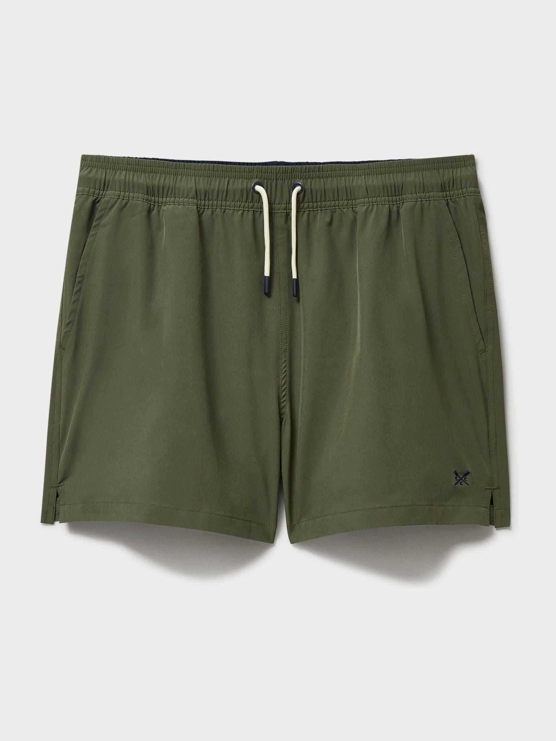 Comprar Verde oliva - Calções de banho lisos da Crew Clothing from