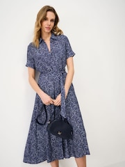 Crew Clothing Blue Short Sleeve Sienna Shirt Dress - Image 1 of 5