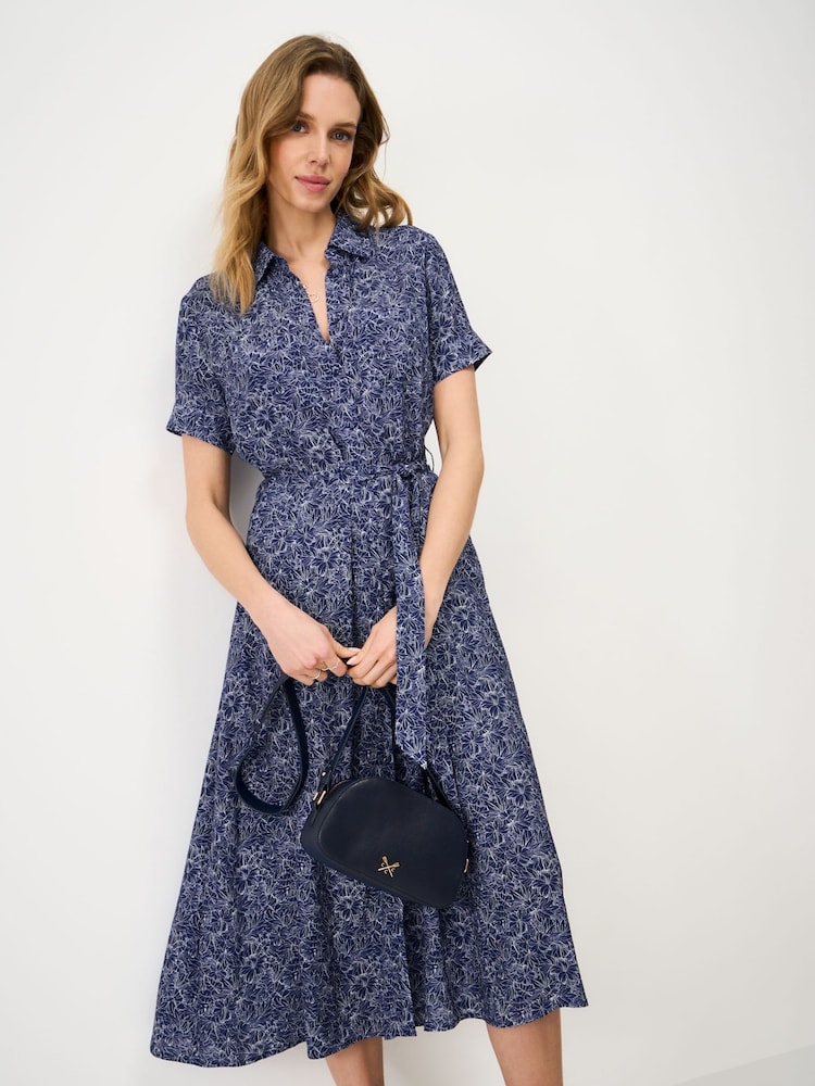 Crew Clothing Blue Short Sleeve Sienna Shirt Dress - Image 1 of 5