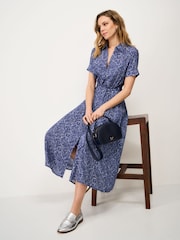 Crew Clothing Blue Short Sleeve Sienna Shirt Dress - Image 3 of 5