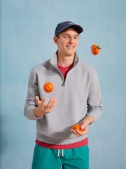 Crew Clothing Grey Pique Half Zip Sweatshirt - Image 1 of 5