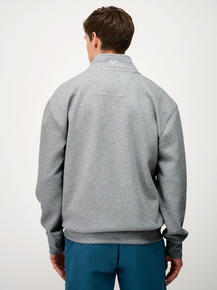 Crew Clothing Grey Pique Half Zip Sweatshirt - Image 2 of 5 Crew Clothing Grey Pique Half Zip Sweatshirt - Image 2 of 5