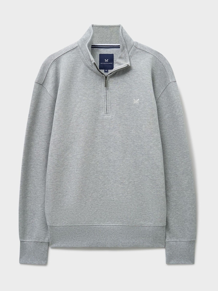 Crew Clothing Grey Pique Half Zip Sweatshirt - Image 5 of 5 Crew Clothing Grey Pique Half Zip Sweatshirt - Image 5 of 5