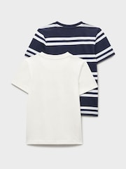 Crew Clothing Navy Blue Stripe & Plain Classic T-Shirts 2 Pack - Image 2 of 3