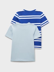 Crew Clothing Blue Stripe & Plain Classic T-Shirts 2 Pack - Image 2 of 3