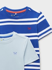 Crew Clothing Blue Stripe & Plain Classic T-Shirts 2 Pack - Image 3 of 3