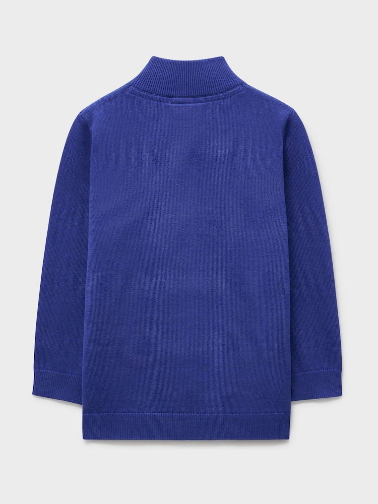 Crew Clothing Blue Classic Cotton Half-Zip Jumper - Image 2 of 3 Crew Clothing Blue Classic Cotton Half-Zip Jumper - Image 2 of 3
