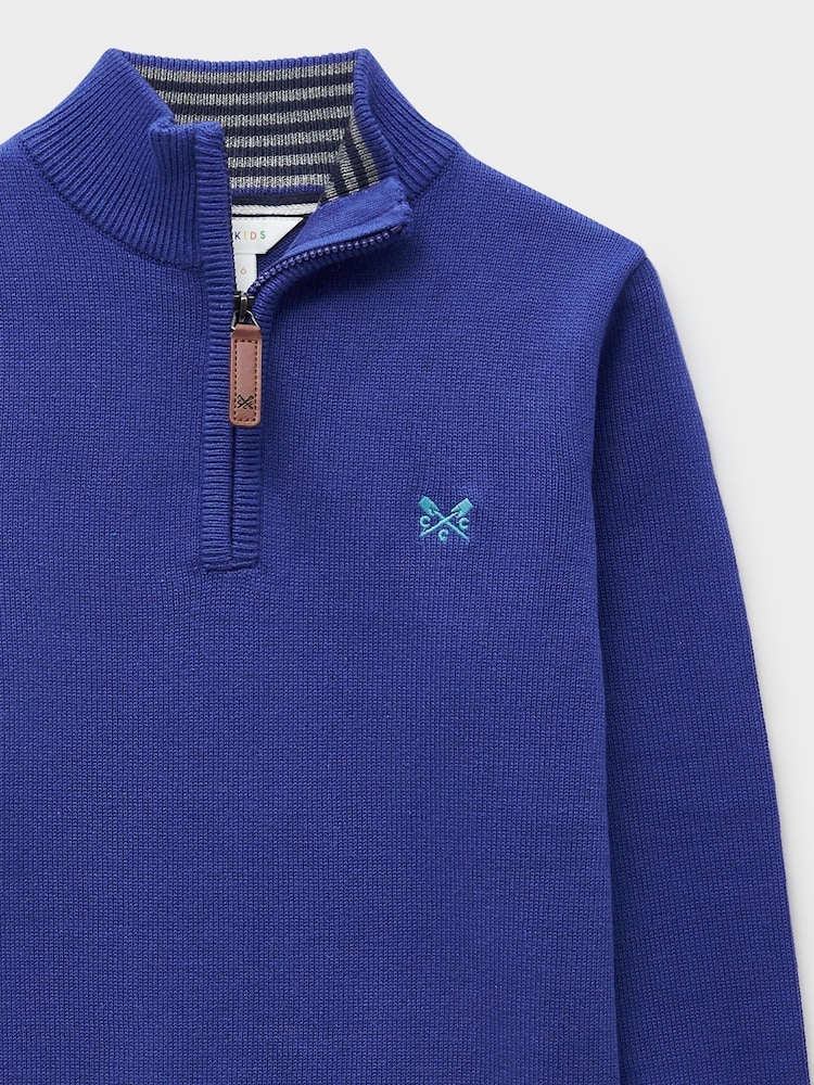 Crew Clothing Blue Classic Cotton Half-Zip Jumper - Image 3 of 3 Crew Clothing Blue Classic Cotton Half-Zip Jumper - Image 3 of 3