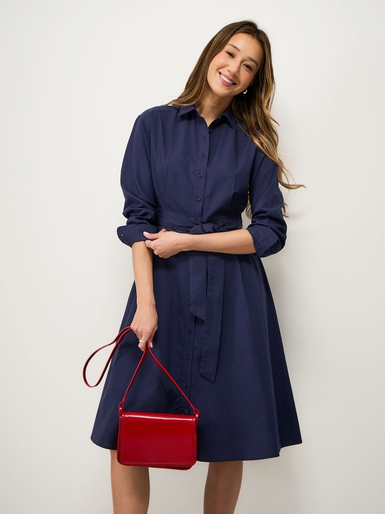 Crew Clothing Blue Ellie Linen-Blend Shirt Dress - Image 1 of 5