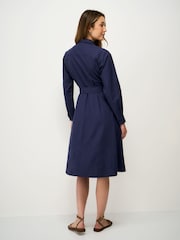 Crew Clothing Blue Ellie Linen-Blend Shirt Dress - Image 2 of 5