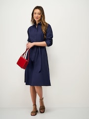 Crew Clothing Blue Ellie Linen-Blend Shirt Dress - Image 3 of 5