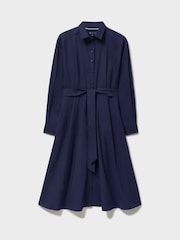 Crew Clothing Blue Ellie Linen-Blend Shirt Dress - Image 5 of 5