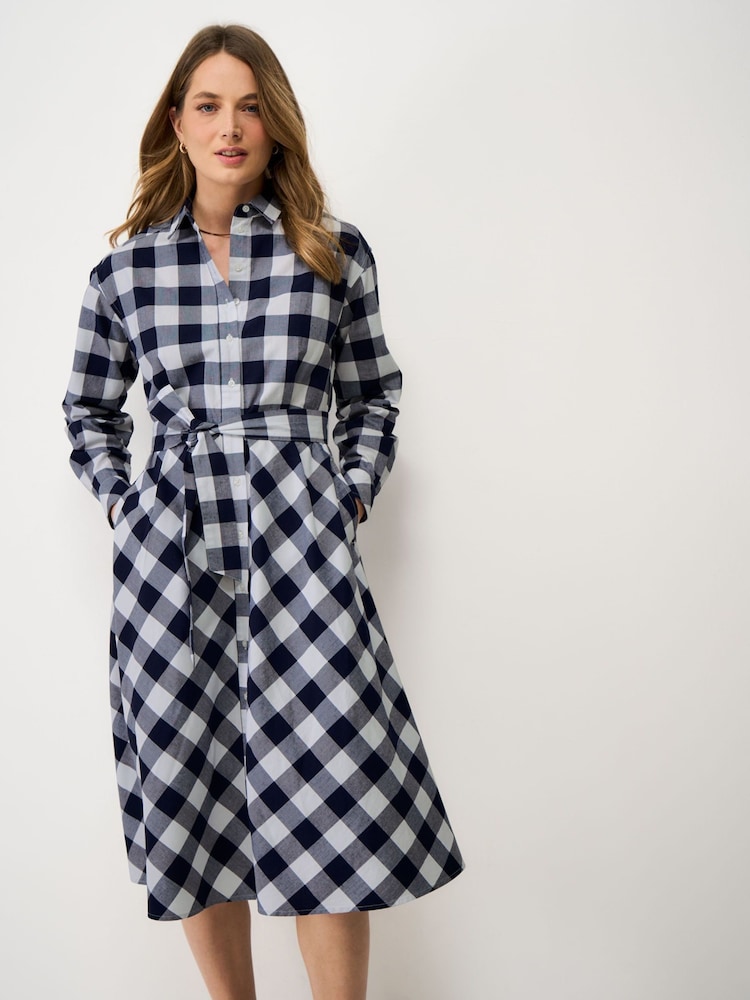 Crew Clothing Navy Blue Ellie Linen-Blend Shirt Dress - Image 1 of 5 Crew Clothing Navy Blue Ellie Linen-Blend Shirt Dress - Image 1 of 5