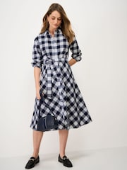 Crew Clothing Navy Blue Ellie Linen-Blend Shirt Dress - Image 3 of 5