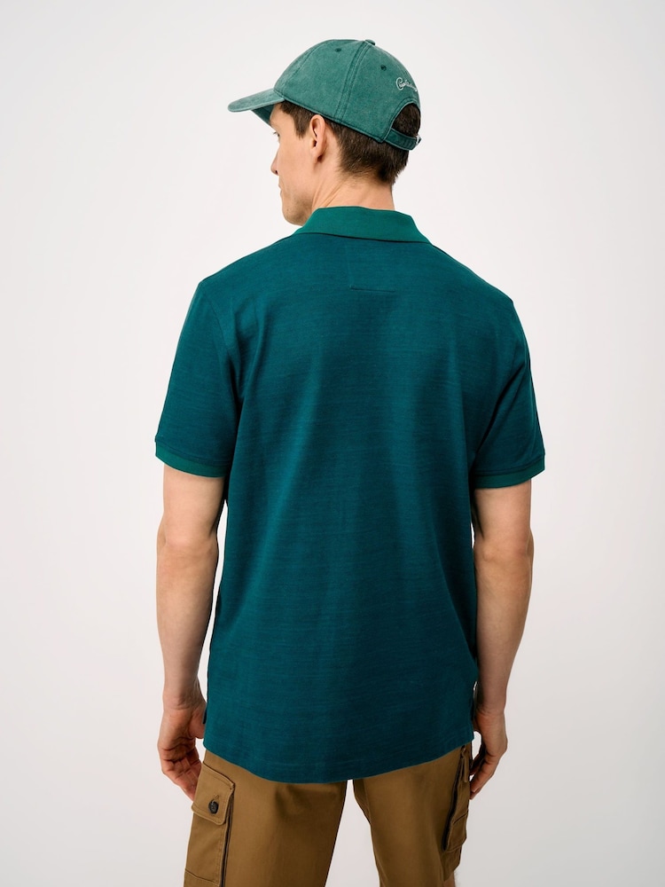 Crew Clothing Blue Diamond Jacquard Polo Shirt - Image 2 of 5 Crew Clothing Blue Diamond Jacquard Polo Shirt - Image 2 of 5