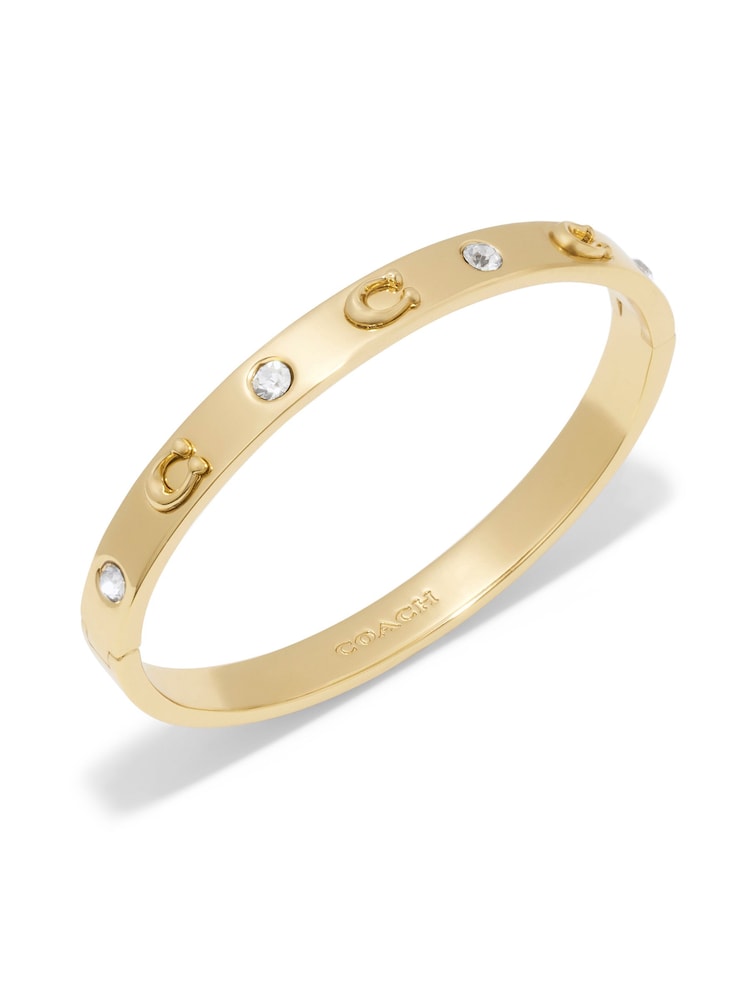 COACH Gold Tone Signature Stone Bangle Boxed Bracelet - Image 4 of 4