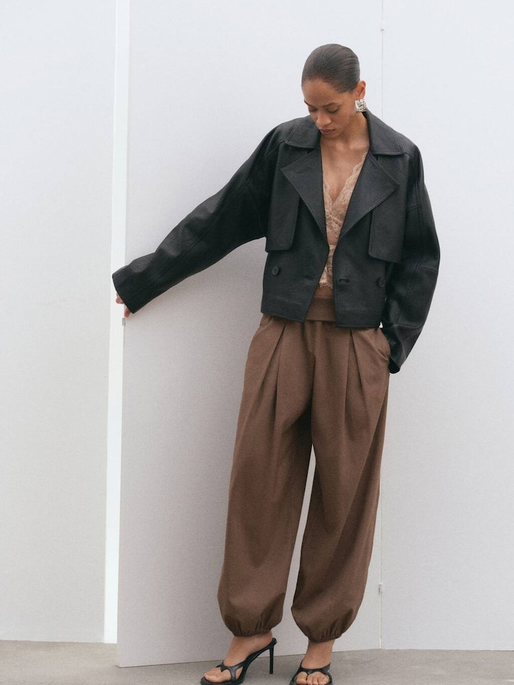 Mango Brown Balloon Trousers - Image 1 of 5 Mango Brown Balloon Trousers - Image 1 of 5