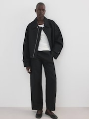 Mango Black Collared Zip Up Jacket - Image 1 of 5