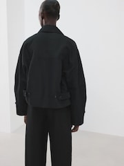 Mango Black Collared Zip Up Jacket - Image 2 of 5