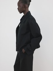 Mango Black Collared Zip Up Jacket - Image 3 of 5
