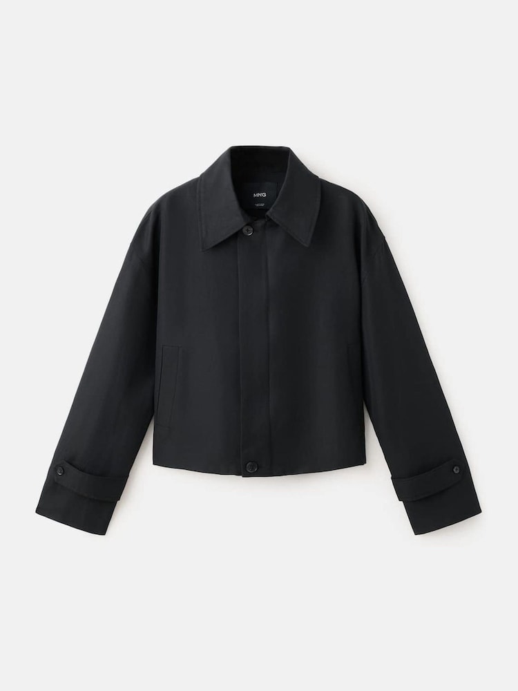 Mango Black Collared Zip Up Jacket - Image 5 of 5