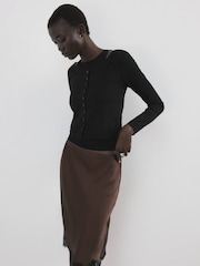 Mango Black Fine Knit Cardigan - Image 2 of 5