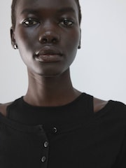 Mango Black Fine Knit Cardigan - Image 4 of 5