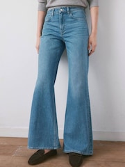 Mango Blue Mid Rise Flared Jeans - Image 1 of 5