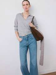 Mango Blue Mid Rise Flared Jeans - Image 2 of 5