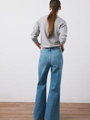 Mango Blue Mid Rise Flared Jeans - Image 3 of 5