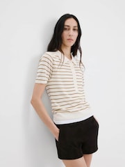 Mango Cream Fine Knit Polo Top - Image 3 of 6