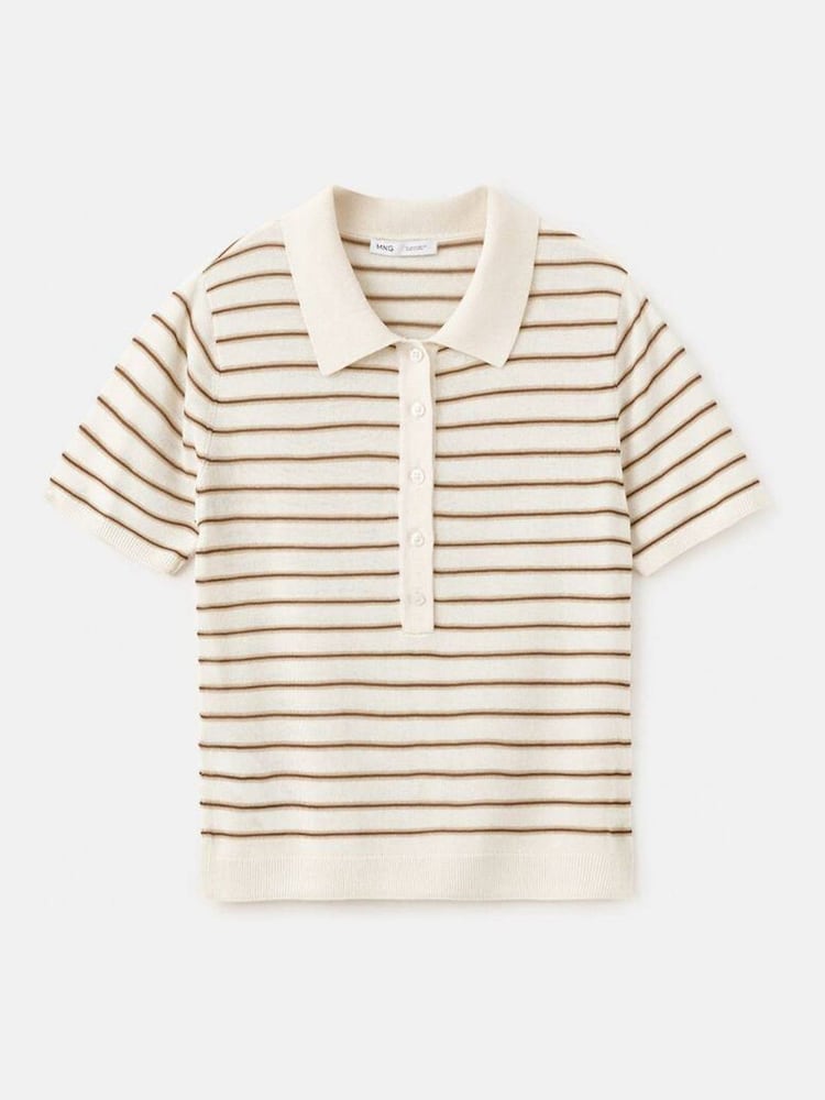 Mango Cream Fine Knit Polo Top - Image 6 of 6
