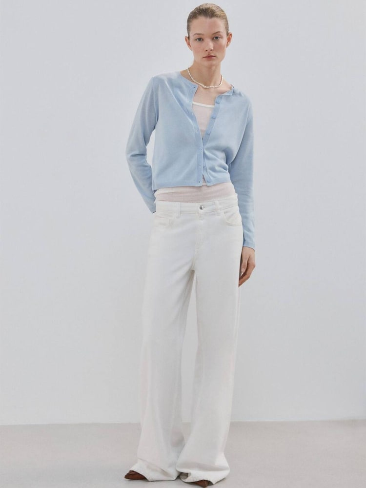 Mango Blue Fine Knit Cardigan - Image 2 of 4 Mango Blue Fine Knit Cardigan - Image 2 of 4